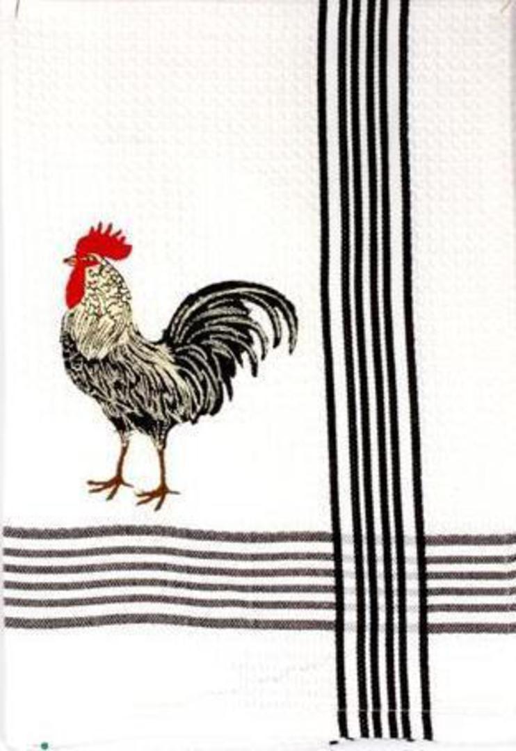 "Cockerel" embroidered tea towel. Code: T/T-COC image 0